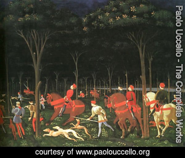 Paolo Uccello - The Hunt in the Forest (right half) 1460s