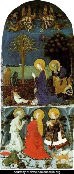 Paolo Uccello - Adoration of the Child with Saint Jerome, Saint Mary Magdalene and Saint Eustache