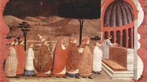 Paolo Uccello - Procession of re-ordained in a church