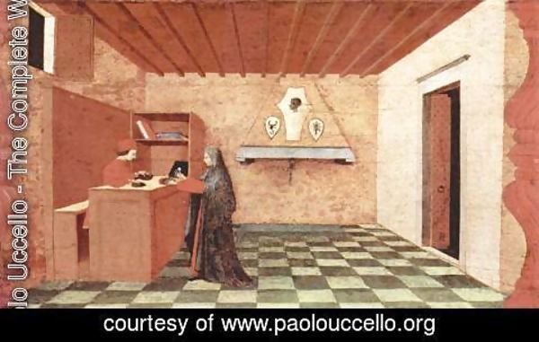 Paolo Uccello - A woman sells the communion wafer to a Jewish buyer for a coat